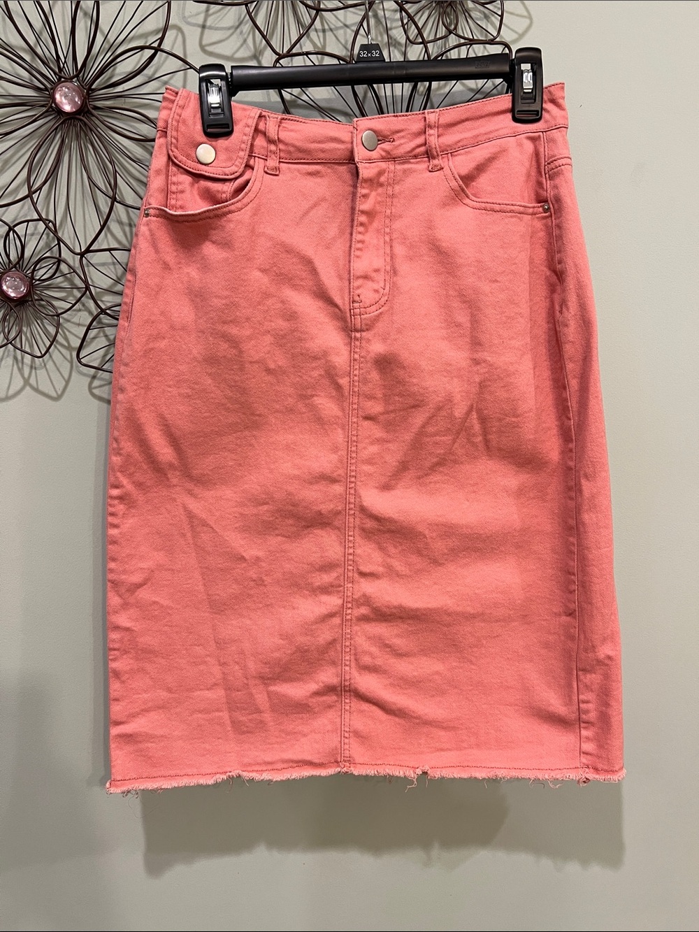 Allegra K Coral Denim Pencil Skirt-NWOT
